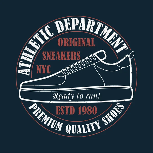 New York, Sneakers - Grunge print for t-shirt . — стоковый вектор