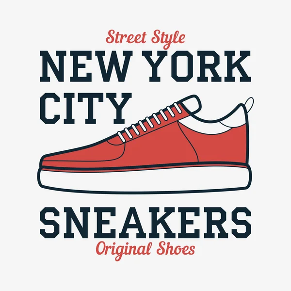 New York, Sneakers - типография для дизайнерской одежды — стоковый вектор
