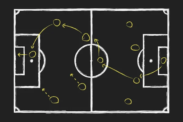 Soccer ou stratégie de jeu. Craie dessin à la main . — Image vectorielle