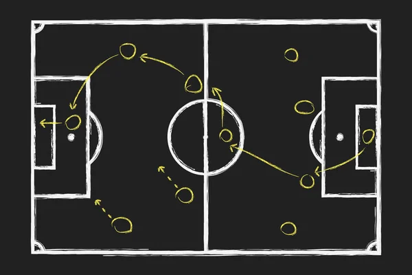 Fútbol o estrategia de juego. Dibujo a mano tiza . — Archivo Imágenes Vectoriales