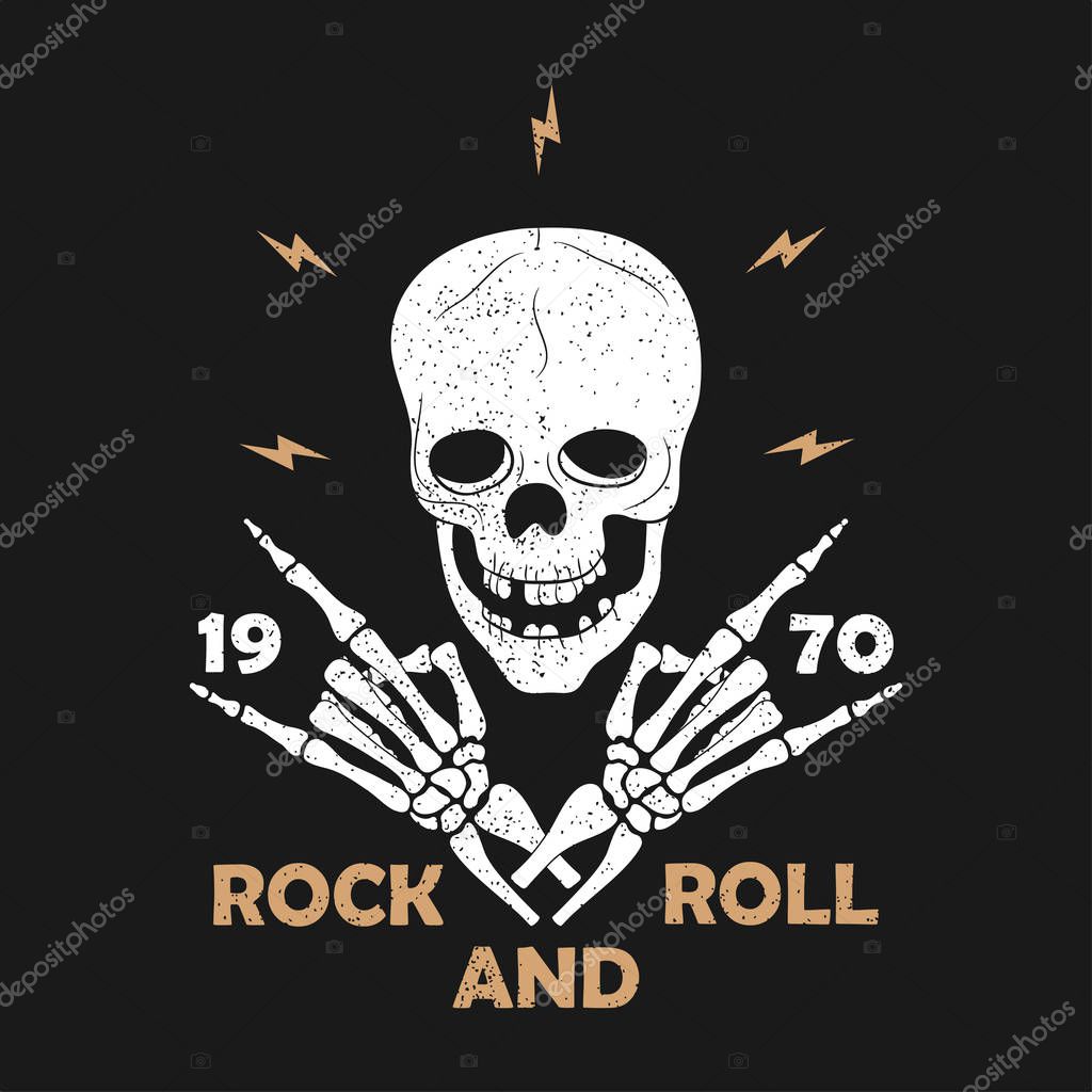 Rock-n-Roll grunge typography for t-shirt, clothes