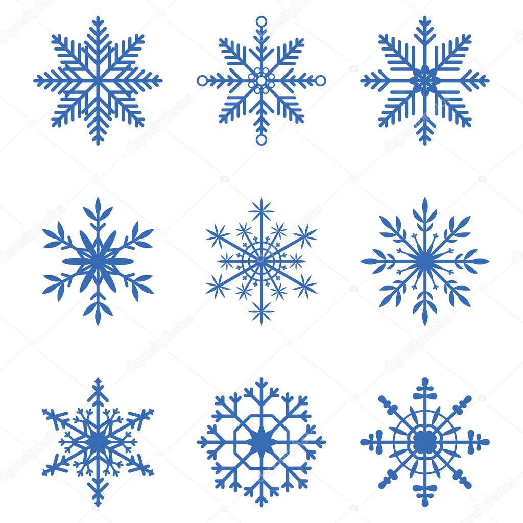 Snowflakes collection. Set of snow icons.