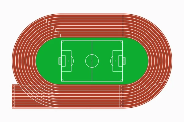 Pista de atletismo y campo de fútbol o fútbol . — Vector de stock