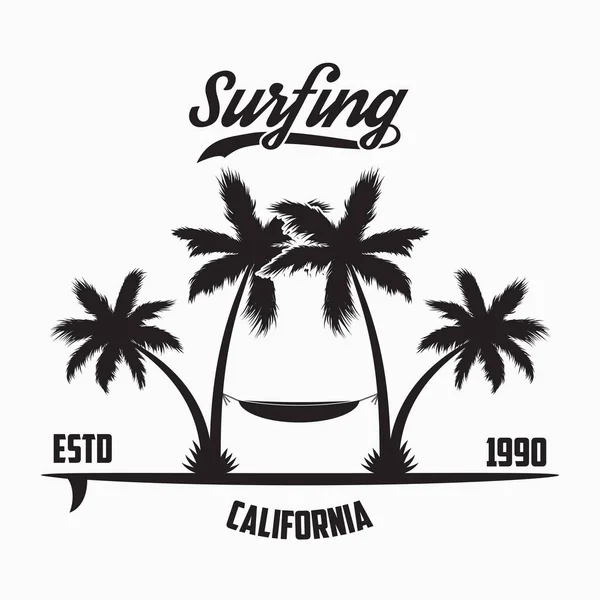 Tipografía de surf de California para ropa de diseño — Archivo Imágenes Vectoriales