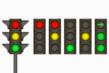 Trafik ışığı. Trafiği düzenlemek için elektrik işareti