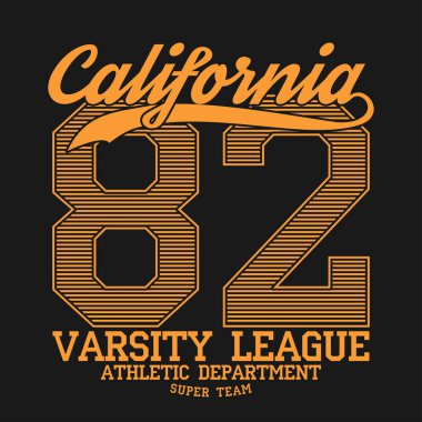Tasarım t-shirt için California Varsity tipografi.
