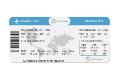 havayolu boarding pass Bilet
