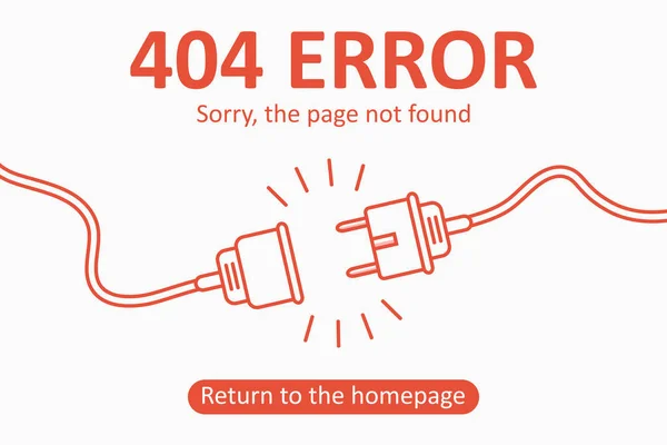 404 hatası. Elektrik prizi ve soketi olan sayfa bulunamadı.