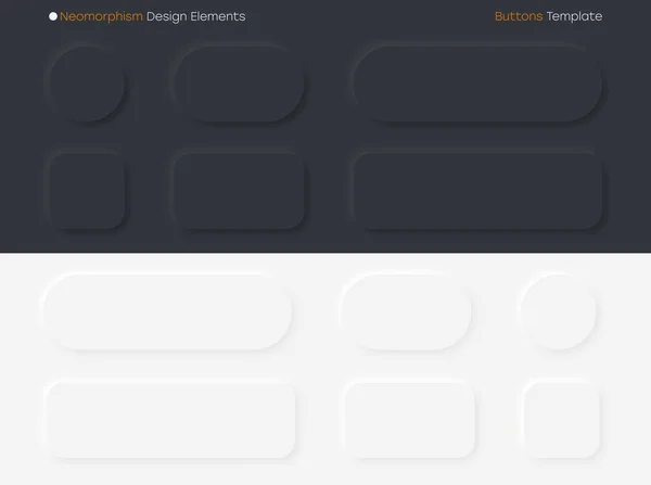Νεομορφικά Κουμπιά Έτοιμα Neomorphism Design Elements Websites Mobile Application Social — Διανυσματικό Αρχείο