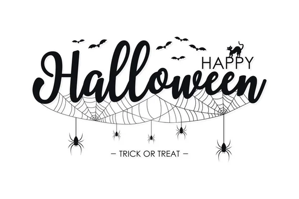 Glad Halloween Bokstäver För Text Banner Bakgrund Med Spindlar Spindelnät — Stock vektor