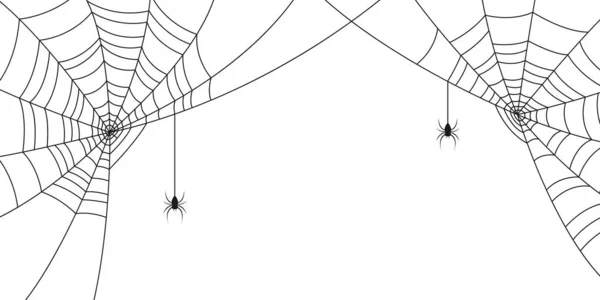 Αράχνες Και Ιστός Ιστορικό Χώρο Για Halloween Banner Spiderweb Και — Διανυσματικό Αρχείο