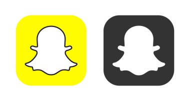 Snapchat simgeleri ayarlandı. Snapchat logosu, içinde fotoğraflar ve videolar olan mobil mesajlaşma uygulaması. Vektör illüstrasyonu.