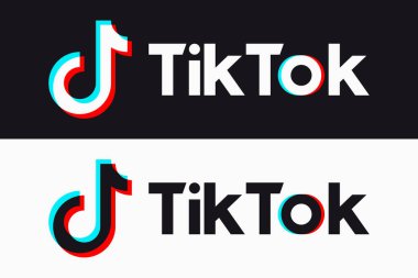 TikTok simgesi. TikTok - kısa videolar oluşturma ve izleme hizmeti. Sosyal medyanın Arıza Tik Tok logosu. Yazı işleri için vektör