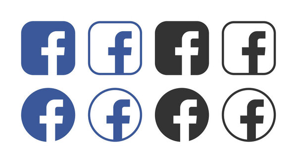 Facebook icons set. Logo of Facebook social network. Vector illustration.