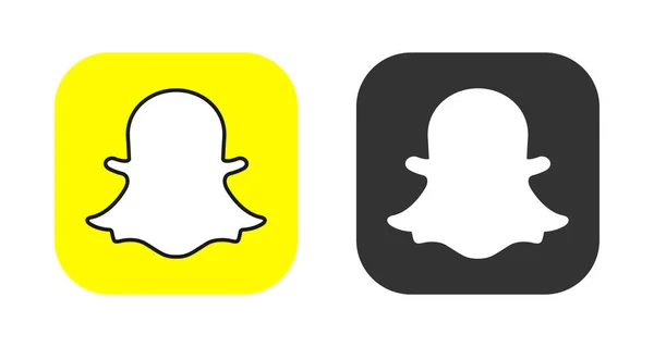 Snapchat simgeleri ayarlandı. Snapchat logosu, içinde fotoğraflar ve videolar olan mobil mesajlaşma uygulaması. Vektör illüstrasyonu.