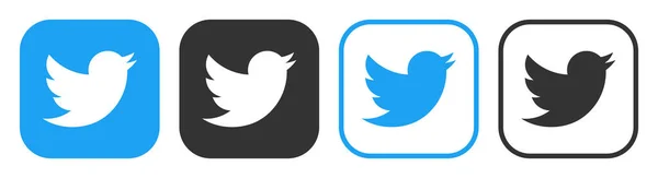 Набор Значков Twitter Логотип Социальной Сети Twitter Векторная Иллюстрация — стоковый вектор