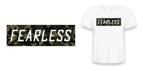 Fearless Knitted Camouflage Slogan Shirt Design Typography Graphics Tee Shirt — Stock Vector