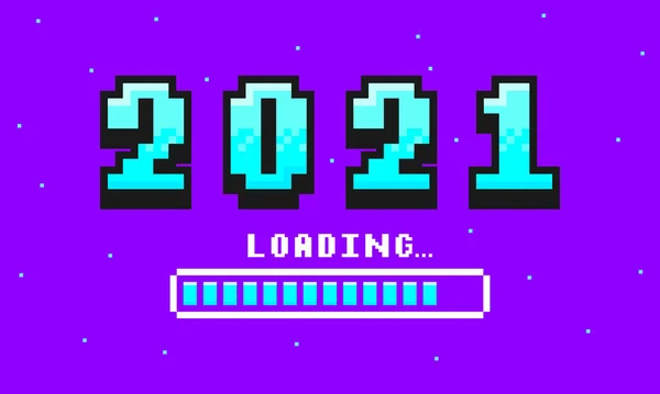 2021 Pixel Art Banner Para Año Nuevo 2021 Números Estilo — Archivo Imágenes Vectoriales