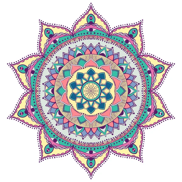 Kleurrijke Mandala voor kleurboek. Decoratieve ronde ornamenten. Ongewone bloem vorm. Oosterse vector, anti-stress therapie patronen. Weven ontwerpelementen. Yoga logo's vector. — Stockvector
