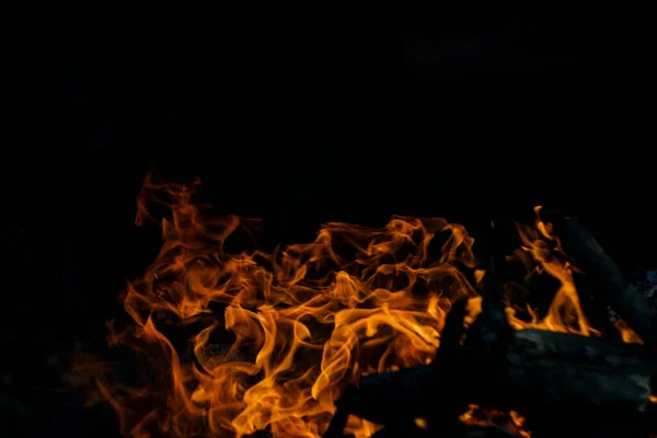 Fuoco Fiamma Sfondo Nero Fuoco Crea Forme Infinite Quando Brucia — Foto Stock