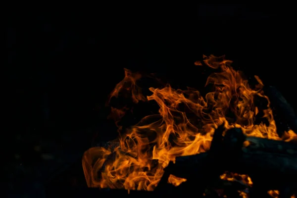 Fogo Chama Fundo Preto Fogo Cria Formas Infinitas Quando Queima — Fotografia de Stock