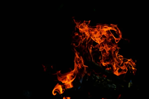 Fogo Chama Fundo Preto Fogo Cria Formas Infinitas Quando Queima — Fotografia de Stock