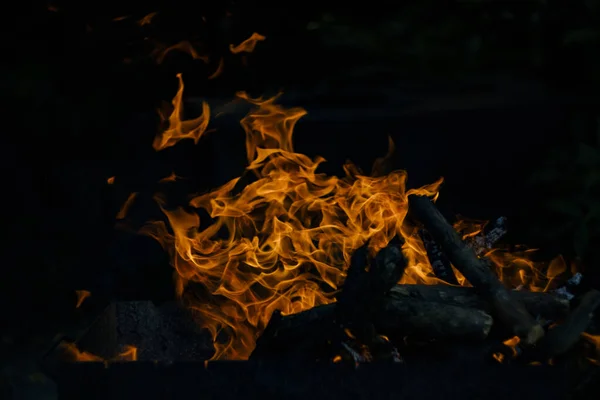 Flammenfeuer Auf Schwarzem Hintergrund Feuer Schafft Unendliche Formen Wenn Brennt — Stockfoto