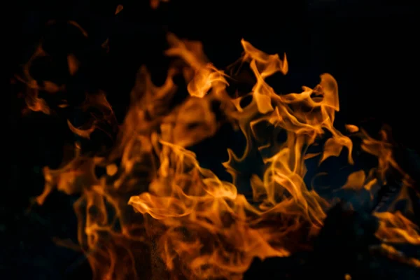 Flammenfeuer Auf Schwarzem Hintergrund Feuer Schafft Unendliche Formen Wenn Brennt — Stockfoto