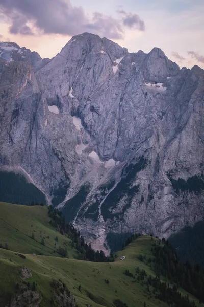 View Marmolada Peak Sunset Viel Dal Pan Route Dolomites Mountains — Stock Photo, Image