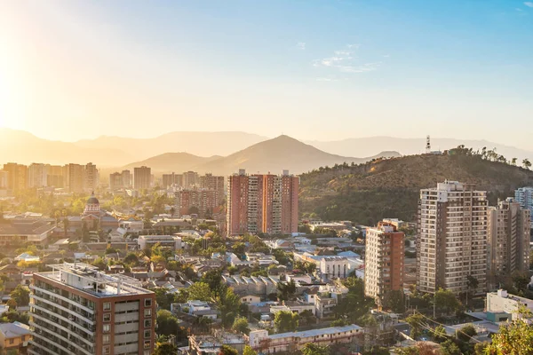 Εναέρια Άποψη Από Κέντρο Του Σαντιάγο Στο Ηλιοβασίλεμα Σαντιάγκο Χιλή — Φωτογραφία Αρχείου