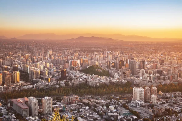 Vista Aérea Del Centro Santiago Atardecer Santiago Chile —  Fotos de Stock