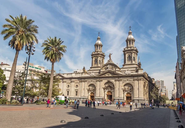 Santiago Chile Abril 2018 Catedral Metropolitana Santiago Praça Plaza Armas — Fotografia de Stock