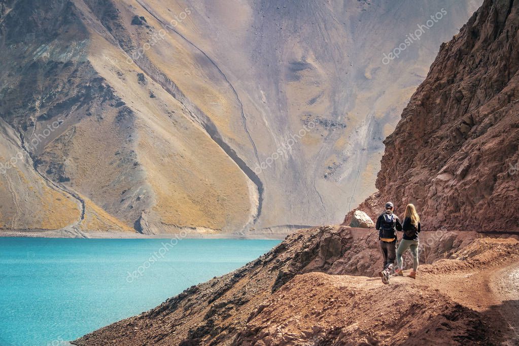 Cajón del Maipo, Chile Apr 5, 2018 Embalse el Yeso Dam en Cajon del