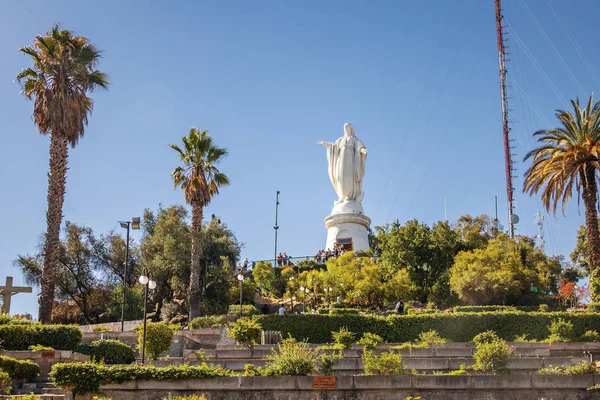 Santiago Chili Mars 2018 Statue Vierge Sommet Colline San Cristobal — Photo