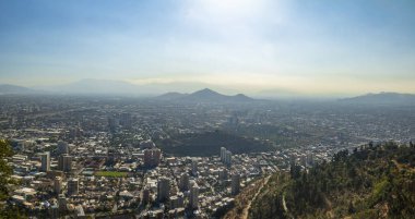 Santiago de Chile San Cristobal Hill - Santiago, Şili hava panoramik