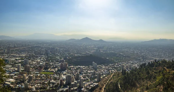 Vista Aérea Panorâmica Santiago Chile Partir San Cristobal Hill Santiago — Fotografia de Stock