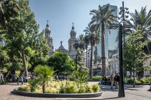 Plaza de Armas und Kathedrale - santiago, chili — Stockfoto