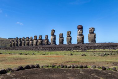 Ahu Tongariki - Paskalya Adası, Şili Moai heykelleri
