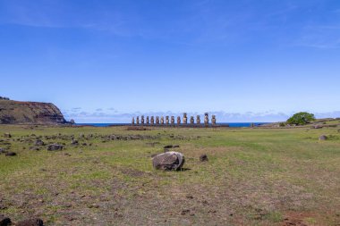 Ahu Tongariki - Paskalya Adası, Şili Moai heykelleri
