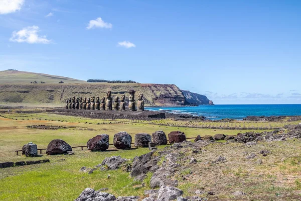 Moai Statues Ahu Tongariki Easter Island Chile — Stock Photo, Image