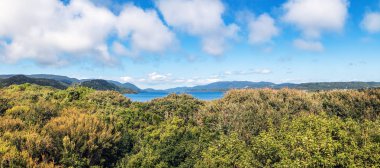 Yüksek manzaraya Chiloe Milli Parkı, Mirador del Sur bakış açısı - Chiloe Adası, Şili