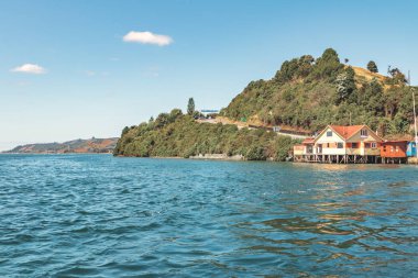 Bağlantı Dalcahue ve Curaco de Velez Lemuy Adası'nda - Chiloe Adası, Şili feribot