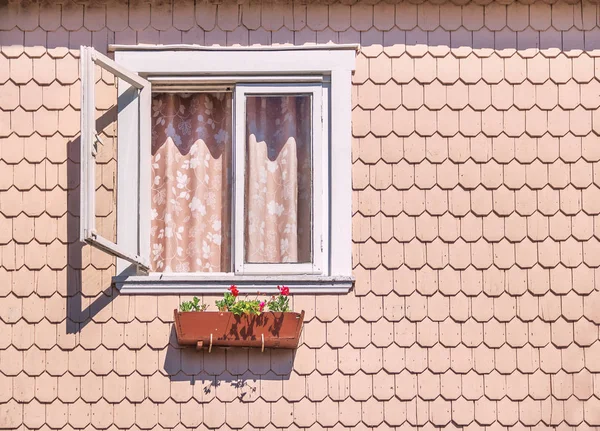 Window House Traditional Architecture Style South Chile Wood Shingles Frutillar — Stock Photo, Image