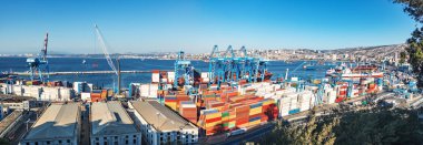 Valparaiso limandan Paseo 21 de Mayo Cerro Artilleria Hill - Valparaiso, Şili hava panoramik