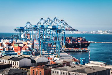 Cerro Cordillera Hill - Valparaiso, Şili Valparaiso limanının havadan görünümü