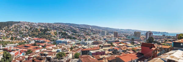 Panorama Flygfoto Över Valparaiso Från Cerro Polanco Hill Valparaiso Chile — Stockfoto