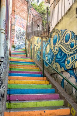 VALPARAISO, CHILE - Apr 9, 2016: Colorful buildings - Valparaiso, Chile