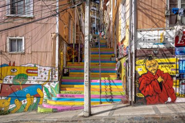 VALPARAISO, CHILE - Apr 9, 2016: Colorful buildings - Valparaiso, Chile