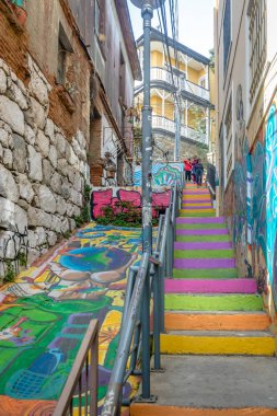 VALPARAISO, CHILE - Apr 9, 2016: Colorful buildings - Valparaiso, Chile