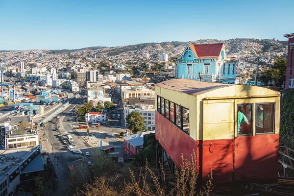 Valparaíso Chile Marzo 2018 Vista Aérea Valparaíso Ascensor Artilleria Lift — Foto de Stock